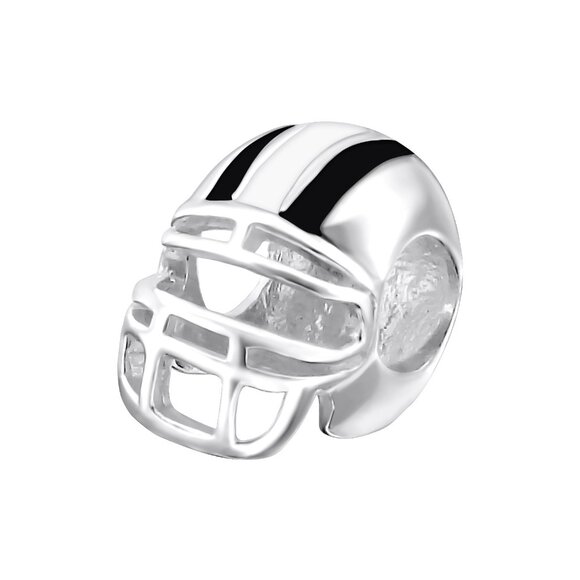 Sterling Silver Football Helmet Charm Bead - Picture 1 of 1